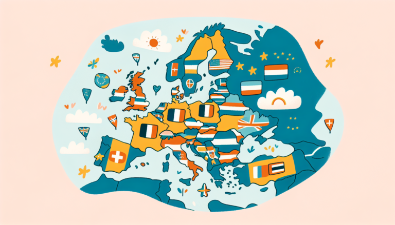 Mapa de Europa con banderas para ciudadanía europea